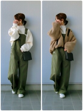 「Right-on（ライトオン）のアイテム（オールインワン・サロペット）」を使った、ちぃさん（レディース・150cm）の冬コーディネート
