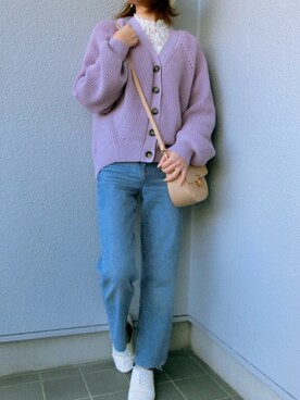 「アイテム（モカシン/デッキシューズ）」を使った、ちぃさん（レディース・150cm）の春コーディネート