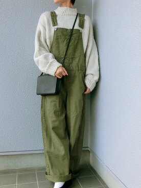 「Right-on（ライトオン）のアイテム（サロペット/オーバーオール）」を使った、ちぃさん（レディース・150cm）の冬コーディネート