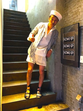 「アイテム（テーラードジャケット、シルバー系）」を使った、中山貴之さん（メンズ・170cm）の夏コーディネート