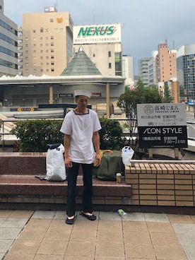 「vibram（ビブラム）のアイテム」を使った、中山貴之さん（メンズ・170cm）の夏コーディネート