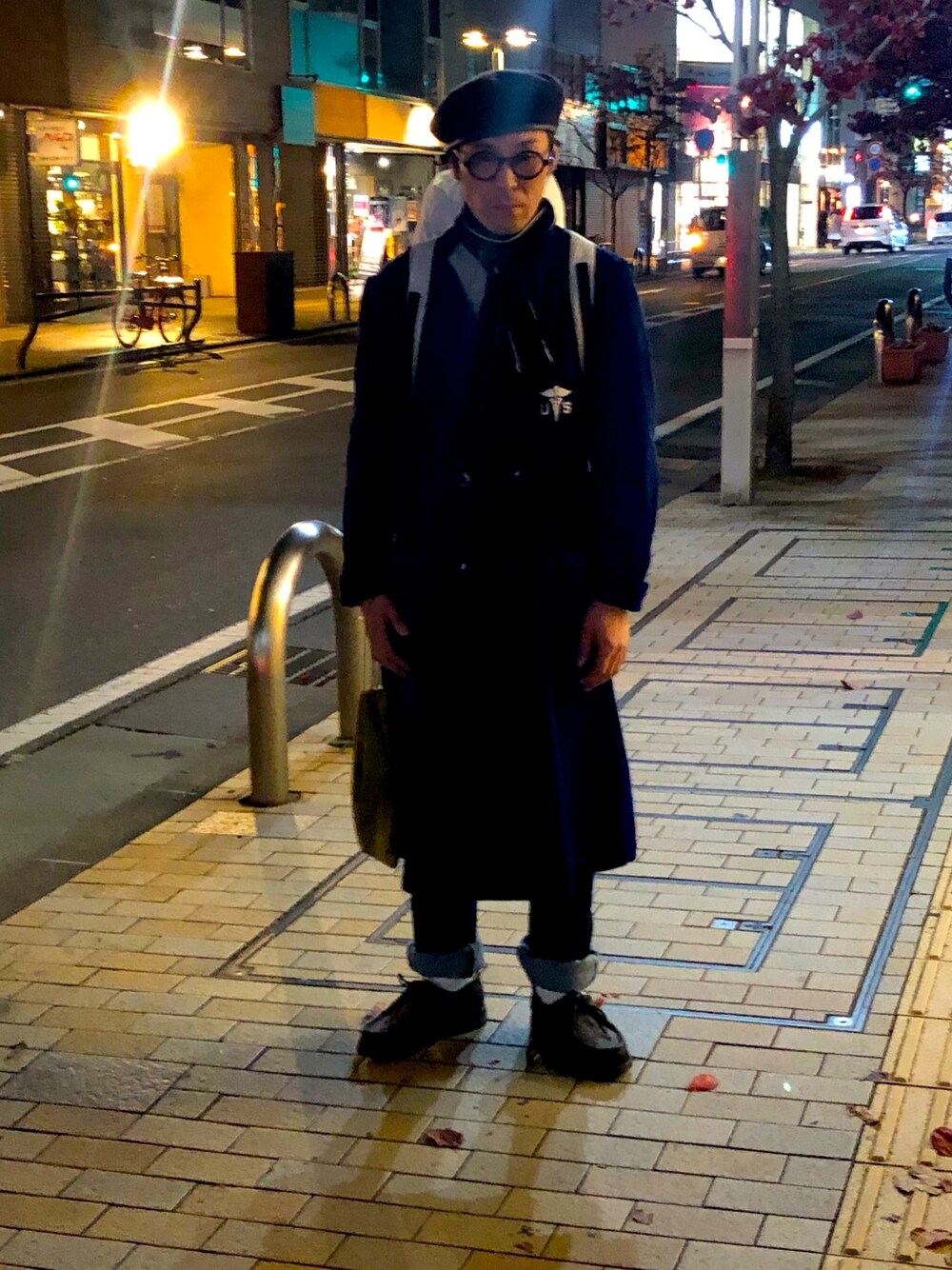 「秋冬コーデ、おしゃれさんと繋がりたい、ストリートMIX、古着MIX、ミリタリー、ヴィンテージ、ヴィンテージ好きな人と繋がりたい、古着好きな人と繋がりたい、休日スタイル、モノトーンコーデ」｜「MILITARYのアイテム（ハンチング/ベレー帽、ブラック系）」を使った、中山貴之さん（メンズ・170cm）の秋コーディネートの1枚目の写真