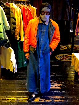 「アウトドアミックス」｜「アイテム（デニムジャケット）」を使った、中山貴之さん（メンズ・170cm）の冬コーディネート