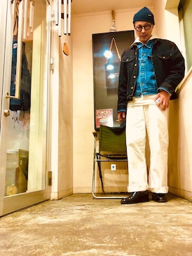 「SAINT JAMES（セントジェームス）のアイテム（帽子）」を使った、中山貴之さん（メンズ・170cm）の春コーディネート