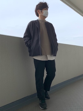 「WYM」｜「アイテム（ノーカラージャケット）」を使った、Oshumanさん（メンズ・169cm）の春コーディネート