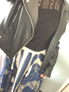 「FOREVER 21（フォーエバー トゥエンティーワン）のアイテム（ライダースジャケット）」を使った、海さん（レディース・163cm）の春コーディネート