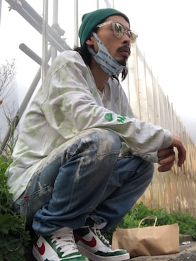 「KaneZ（ケインズ）のアイテム（Tシャツ/カットソー）」を使った、tkc18さん（メンズ・173cm）の春コーディネート