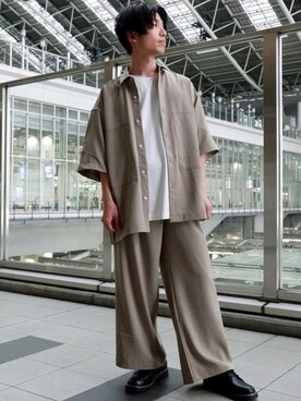 「EMMA  CLOTHES」｜「アイテム（セットアップ）」を使った、かみけん。さん（メンズ・168cm）の春コーディネート