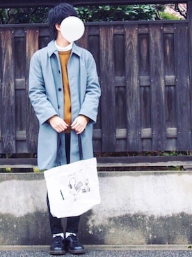 「アイテム（ステンカラーコート）」を使った、ﾖｼｵｶさん（メンズ・175cm・10代）の冬コーディネート