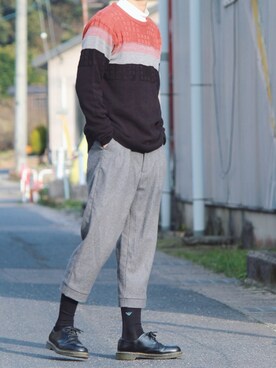 「BASISBROEK（バシスブルック）のアイテム（スラックス）」を使った、ﾖｼｵｶさん（メンズ・175cm）の春コーディネート