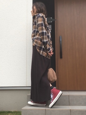 「CONVERSE（コンバース）のCONVERSEオールスター100カラーズ HI（スニーカー）」を使った、miiiiiiさん（レディース・153cm）の秋コーディネート