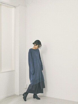 「ロングニット」｜「アイテム（パンツ）」を使った、BLACKBYMOUSSY_staffさん（レディース・169cm）の冬コーディネート