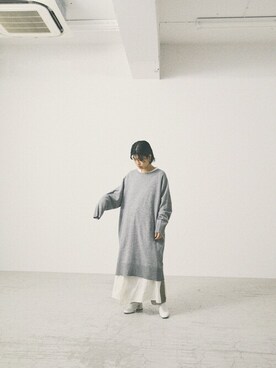 「ロングニット」｜「アイテム（パンツ）」を使った、BLACKBYMOUSSY_staffさん（レディース・155cm）の冬コーディネート