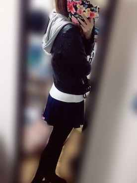 「Avail（アベイル）のアイテム（机车外套、ブラック系）」を使った、Aya*.｡さん（レディース・162cm）の冬コーディネート