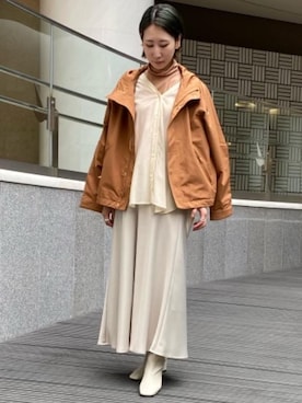 「シアー素材」｜「アイテム（ブルゾン）」を使った、rinaryさん（レディース・160cm）の秋コーディネート