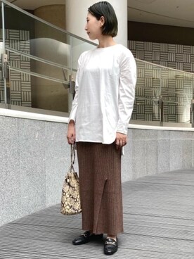 「green label relaxing（グリーンレーベルリラクシング）の[ パスクッチ ] PASCUCCI CFC ビットローファー（ローファー）」を使った、rinaryさん（レディース・160cm）の秋コーディネート