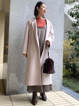 「一押しのアウタースタイル」｜「アイテム（チェスターコート）」を使った、rinaryさん（レディース・160cm）の冬コーディネート