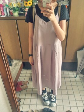 「CONVERSE（コンバース）のconverse コンバース ALL STAR HI オールスター ハイ 3206 BLACK(US)（スニーカー）」を使った、takaさん（レディース・158cm・20代）の夏コーディネート