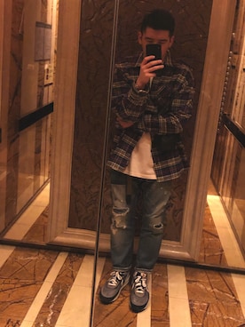 「GREGORY（グレゴリー）のアイテム（トップス）」を使った、HINYKさん（メンズ・173cm）の春コーディネート