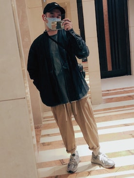 「ADER error（アーダーエラー）のアイテム（帽子）」を使った、HINYKさん（メンズ・173cm）の春コーディネート