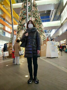 「ショッピング」｜「アイテム（ダウンジャケット/コート）」を使った、yukanjpwさん（レディース・166cm）の冬コーディネート