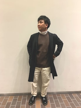 「NANO universe（ナノユニバース）のアイテム（チェスターコート）」を使った、はやとさん（メンズ・168cm）の冬コーディネート
