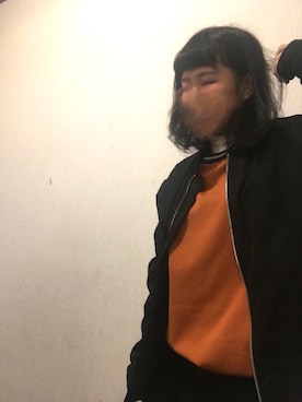 「EDWIN（エドウィン）のアイテム（MA-1）」を使った、J_Oさん（レディース・157cm）の冬コーディネート