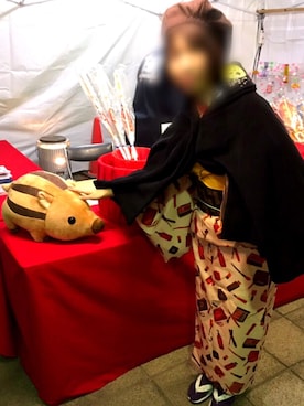 「着物コーデ」｜「アイテム（ポンチョ）」を使った、なつさん（レディース・153cm）の冬コーディネート