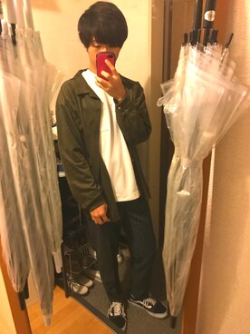「日常」｜「アイテム（その他アウター）」を使った、オシャレになりたいマンさん（メンズ・168cm）の秋コーディネート