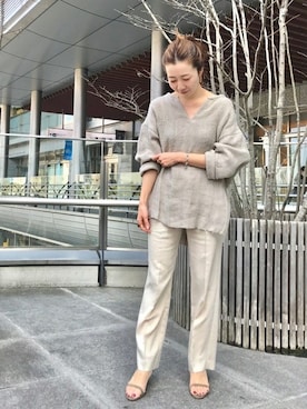 「アイテム（サンダル、グリーン系）」を使った、yukaさん（レディース・163cm）の春コーディネート