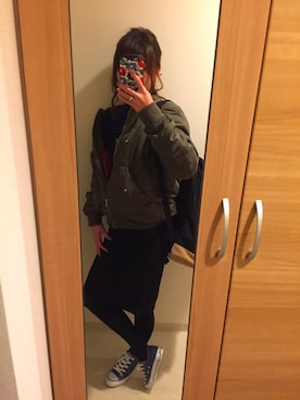 「H&M（エイチ・アンド・エム）のアイテム（ナイロンジャケット）」を使った、chiii-さん（レディース・156cm）の春コーディネート