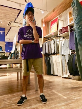 「HVC（エイチブイシー）のアイテム（トップス）」を使った、HVC廿日市店さん（メンズ・172cm）の夏コーディネート