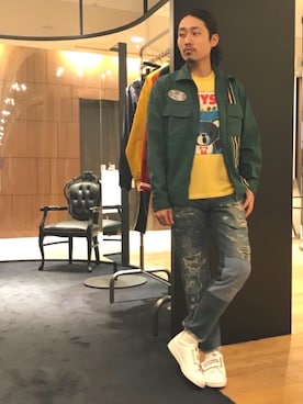 「アニマル」｜「アイテム（ブルゾン）」を使った、®️さん（メンズ・175cm）の春コーディネート