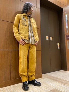 「マスタード」｜「アイテム（その他アウター）」を使った、®️さん（メンズ・177cm）の春コーディネート