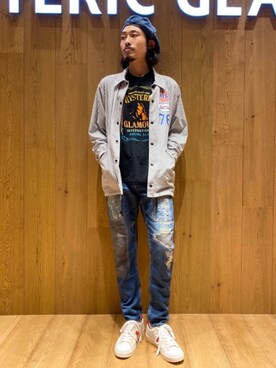 「刺繍」｜「アイテム（その他アウター）」を使った、®️さん（メンズ・177cm）の秋コーディネート