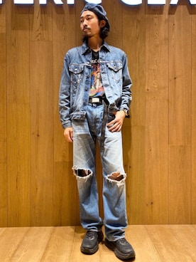 「ロックコーデ」｜「アイテム（デニムジャケット）」を使った、®️さん（メンズ・177cm）の秋コーディネート