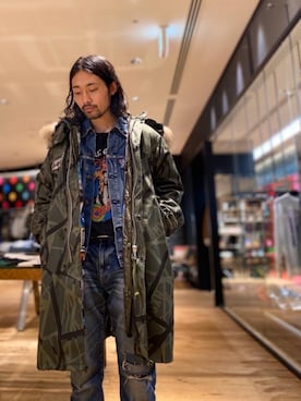 「ロックコーデ」｜「アイテム（デニムジャケット）」を使った、®️さん（メンズ・177cm）の秋コーディネート