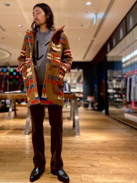 「ロックコーデ」｜「アイテム（ダッフルコート）」を使った、®️さん（メンズ・177cm）の秋コーディネート