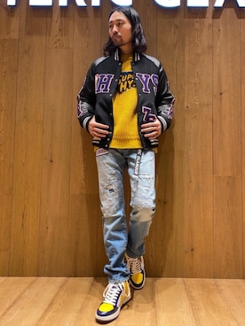 「コラボレーション」｜「アイテム（スタジャン）」を使った、®️さん（メンズ・177cm）の冬コーディネート