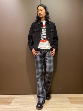 「ロックコーデ」｜「アイテム（デニムジャケット）」を使った、®️さん（メンズ・177cm）の冬コーディネート