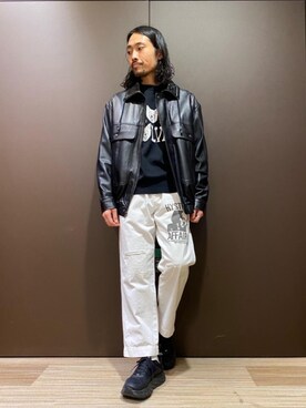 「ロックコーデ」｜「アイテム（ブルゾン）」を使った、®️さん（メンズ・177cm）の冬コーディネート