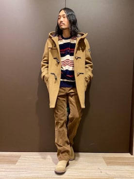 「コラボレーション」｜「アイテム（ダッフルコート）」を使った、®️さん（メンズ・177cm）の冬コーディネート