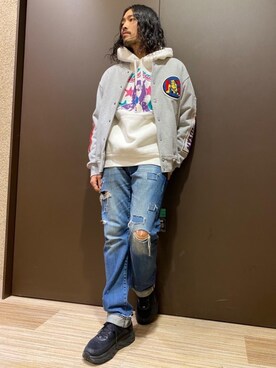 「コラボレーション」｜「アイテム（その他アウター）」を使った、®️さん（メンズ・177cm）の冬コーディネート