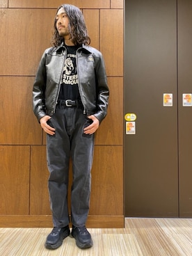 「コラボレーション」｜「アイテム（その他アウター）」を使った、®️さん（メンズ・177cm）の冬コーディネート
