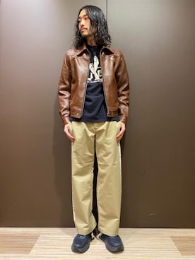 「コラボレーション」｜「アイテム（その他アウター）」を使った、®️さん（メンズ・177cm）の冬コーディネート