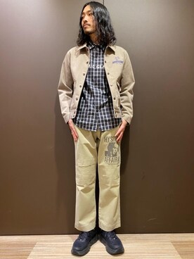 「長袖シャツ」｜「アイテム（その他アウター）」を使った、®️さん（メンズ・177cm）の春コーディネート