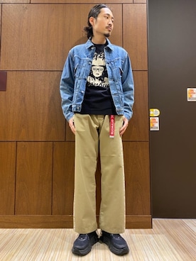「70'sコーデ」｜「アイテム（デニムジャケット）」を使った、®️さん（メンズ・177cm）の春コーディネート