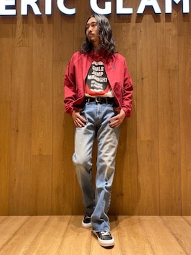 「ロックコーデ」｜「アイテム（ブルゾン）」を使った、®️さん（メンズ・177cm）の春コーディネート