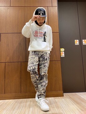 「HYSTERIC GLAMOUR（ヒステリックグラマー）のHYS WHISKY柄 刺繍キャップ（キャップ）」を使った、®️さん（メンズ・176cm）の春コーディネート