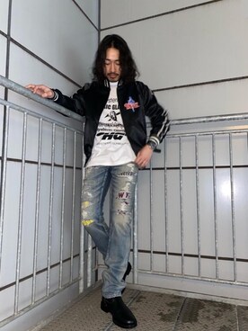 「90'sコーデ」｜「アイテム（ブルゾン）」を使った、®️さん（メンズ・176cm）の春コーディネート
